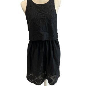 Gap Black Sleeveless Embroidered Crochet Sundress With Geometric Design Size 4 C